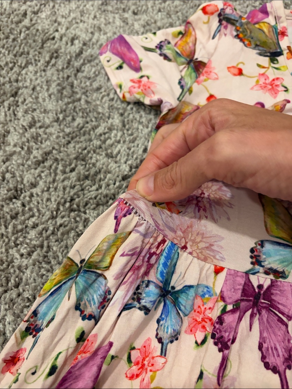 VGUC Posh Peanut Watercolor Butterfly Shirt Sleeve Ruffled Twirl Dress 5t/6t - Picture 5 of 6